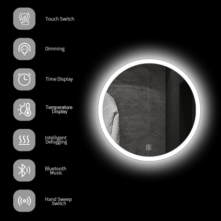 round gold led mirror